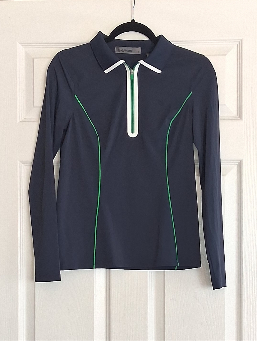 G/Fore Navy Lightweight Wrap Knit Quarter Zip Long Sleeve Golf Polo